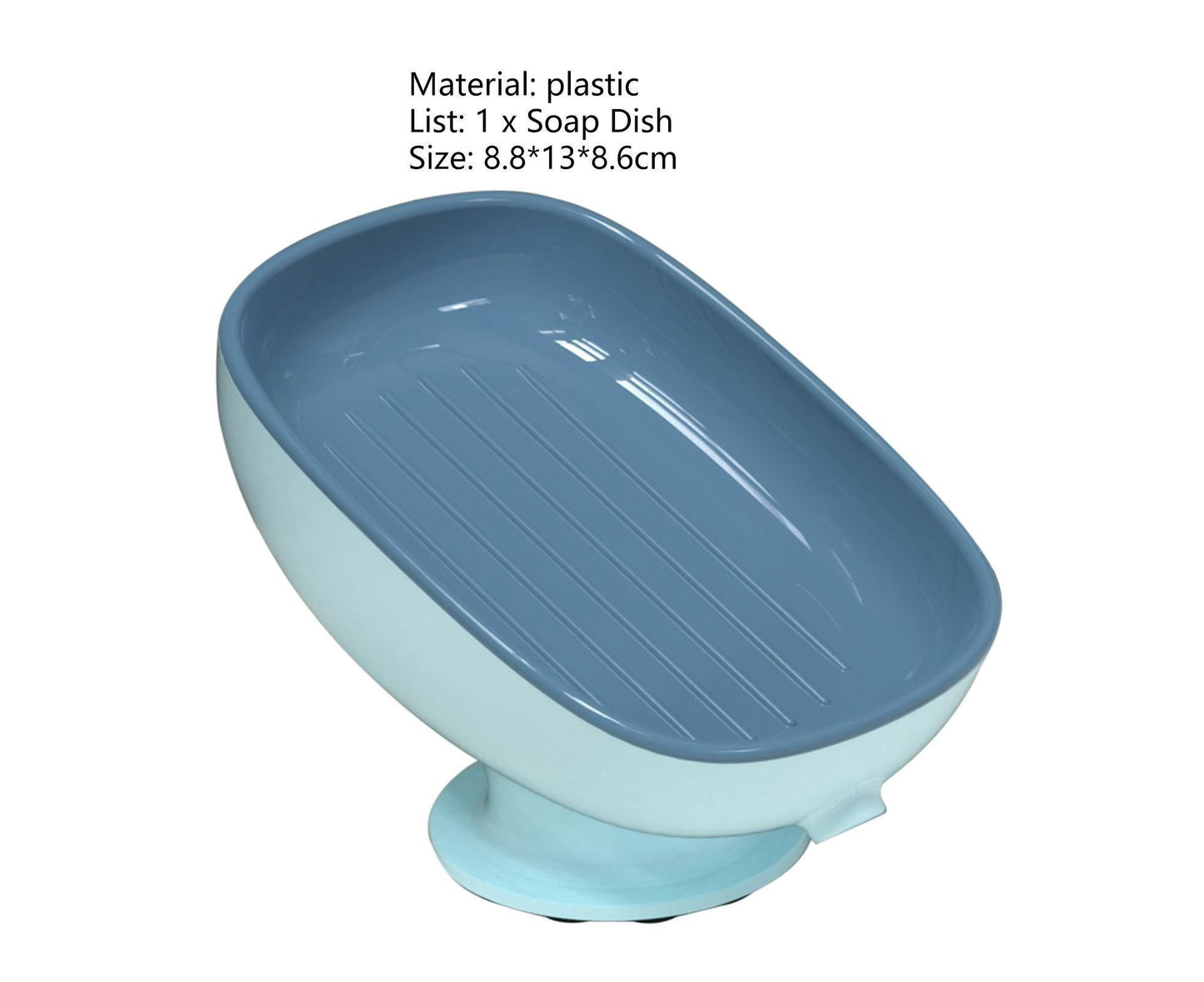 Soap Dish Self-Draining Keep Soap Dry Double Layer Design Super Suction Cup Soap Dish Bathroom Supplies -Blue V1263-JX-2662