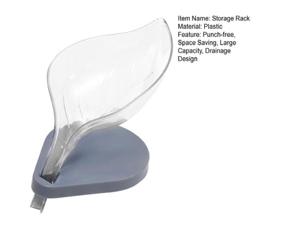 Soap Holder Drainage Design Leaf Shape Solid Color Punch-free Great Stickiness Storage Soaps Sturdy Structure V1263-JX-2667