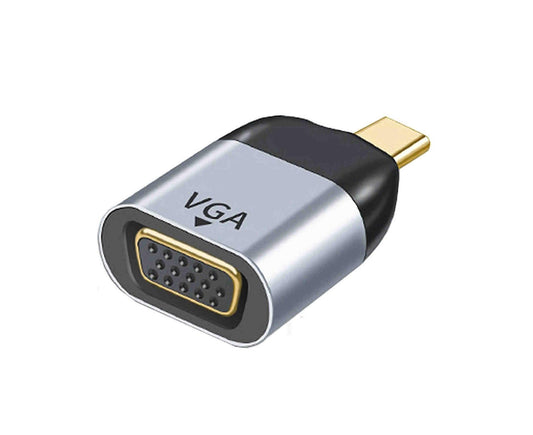 Portable Dual Ports USB Type C to VGA 1080P 4K 60HZ Adapter for Thunderbolt 3 - Grey V1263-JX-267