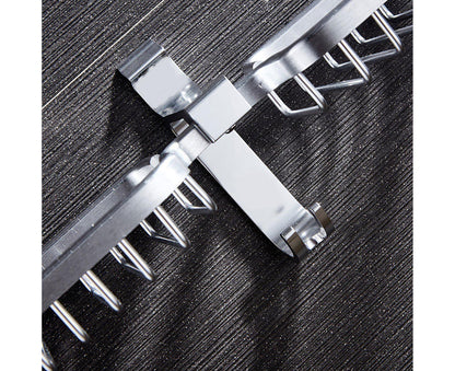 Soap Holder Easy-Installation Hollow Design Square-Shaped Punch-free Soap Drain Box for Home-Silver V1263-JX-2672