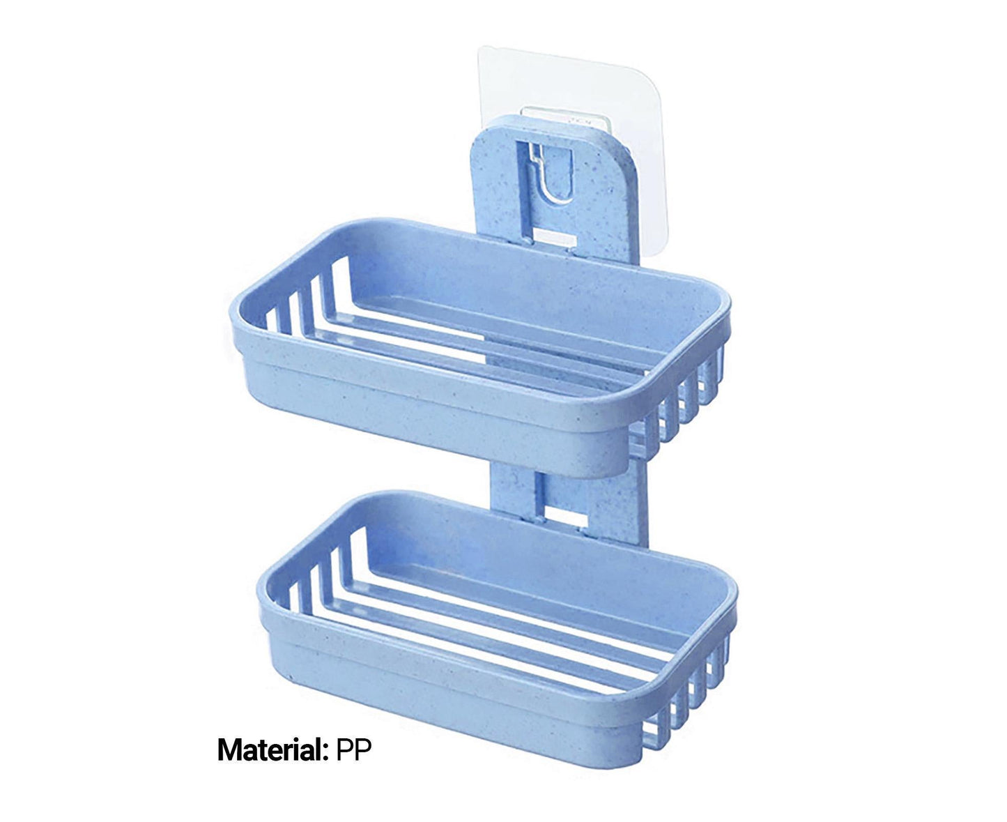 Soap Rack Multifunctional Punch-free Hollow Design Wall-mounted Double-deck Drainage Soap Storage Holder for V1263-JX-2674