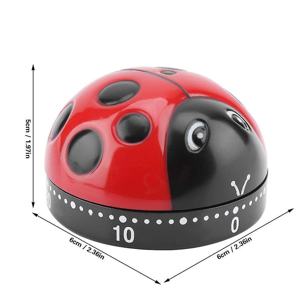 Cute Ladybug Shape Kitchen Timer 60 Minutes Timer with Loud Ring Mechanical Wind-Up Timer Kitchen V1263-JX-2689