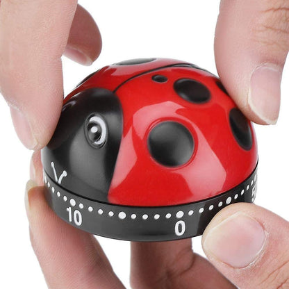 Cute Ladybug Shape Kitchen Timer 60 Minutes Timer with Loud Ring Mechanical Wind-Up Timer Kitchen V1263-JX-2689