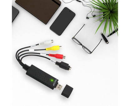 USB 2.0 Audio Video Grabber Scheda Capture VHS Card to DVD Adapter Converter - Black V1263-JX-270