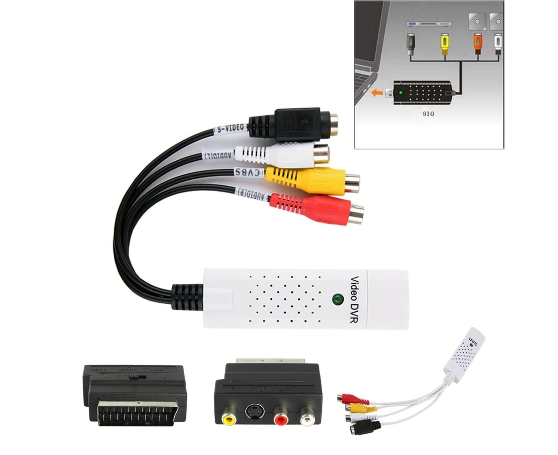 USB 2.0 Audio Video Grabber Scheda Capture VHS Card to DVD Adapter Converter - Black V1263-JX-270
