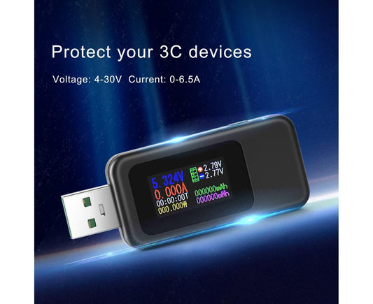 USB Tester LCD Digital Display Rapid Identification Plug And Play 160-Degree Wide Viewing Angle 65W/120W V1263-JX-271