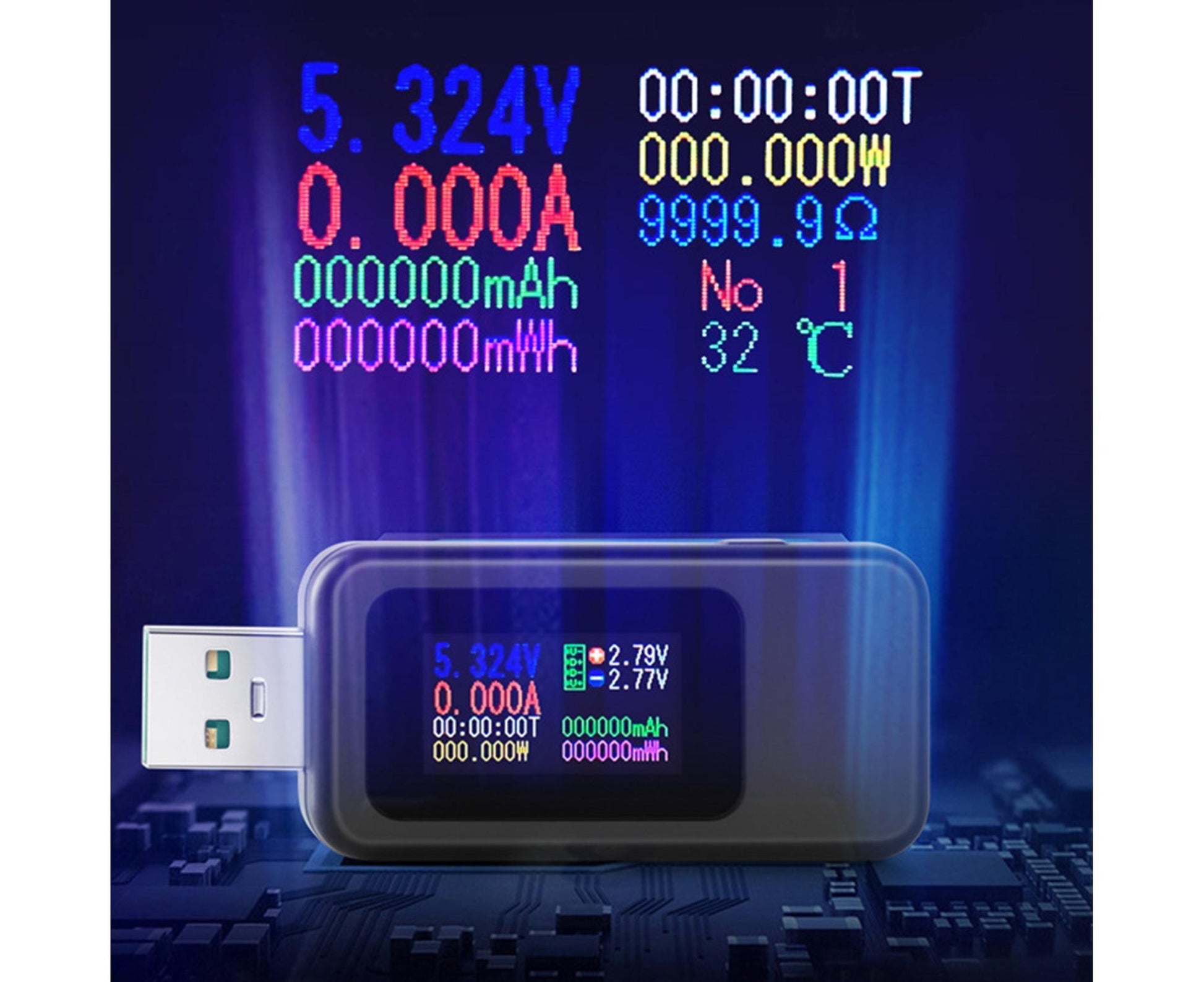 USB Tester LCD Digital Display Rapid Identification Plug And Play 160-Degree Wide Viewing Angle 65W/120W V1263-JX-271