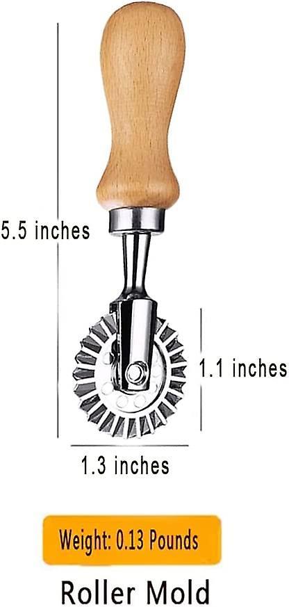 Ravioli Cutter Stamps with Roller Wheel Round Mold with Wooden Handle and Fluted Edge Pasta Press V1263-JX-2712