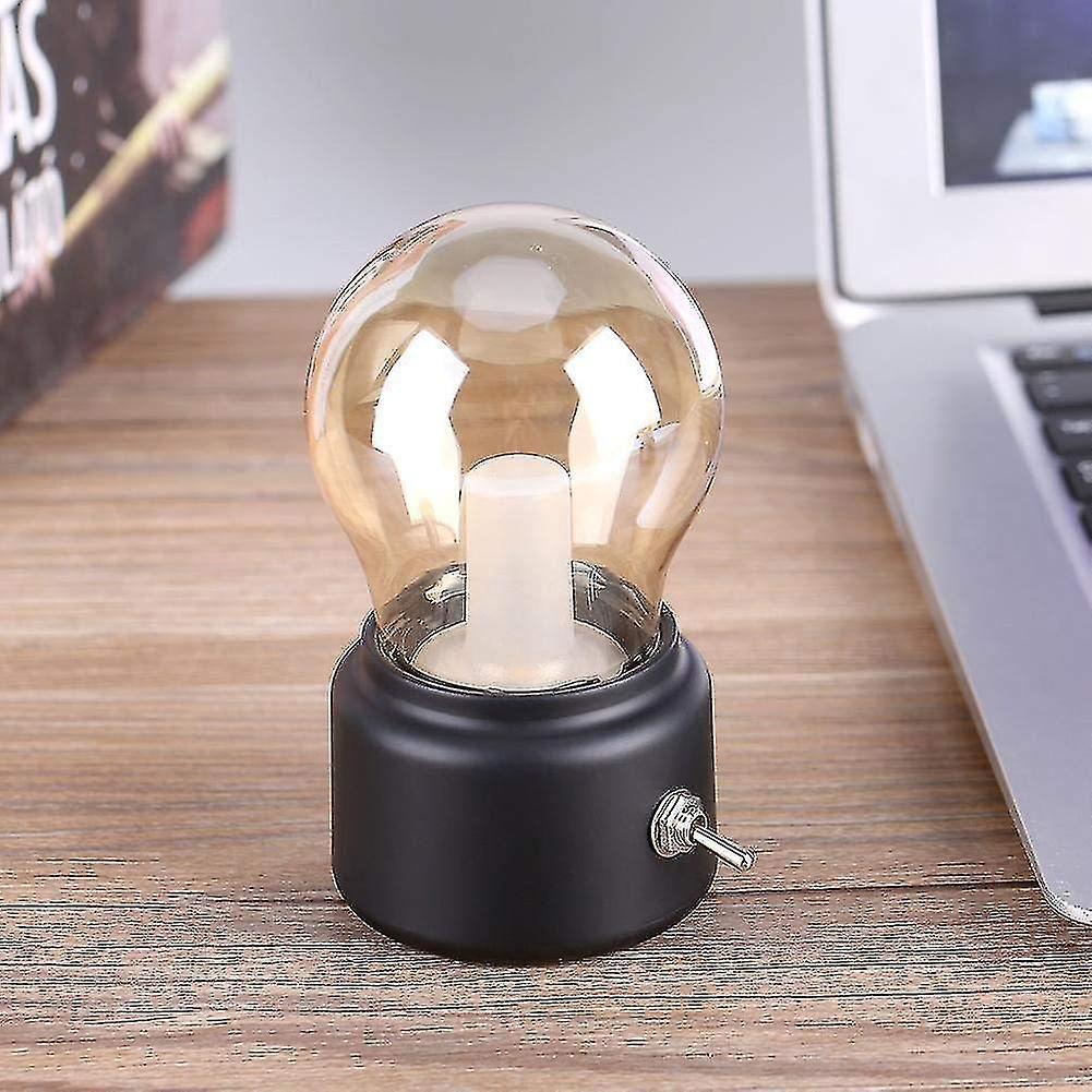Retro Led Night Light Usb Rechargeable Table Lamp Bedside Lamp For Bedroom, Hallway, Kitchen,(black) V1263-JX-2713
