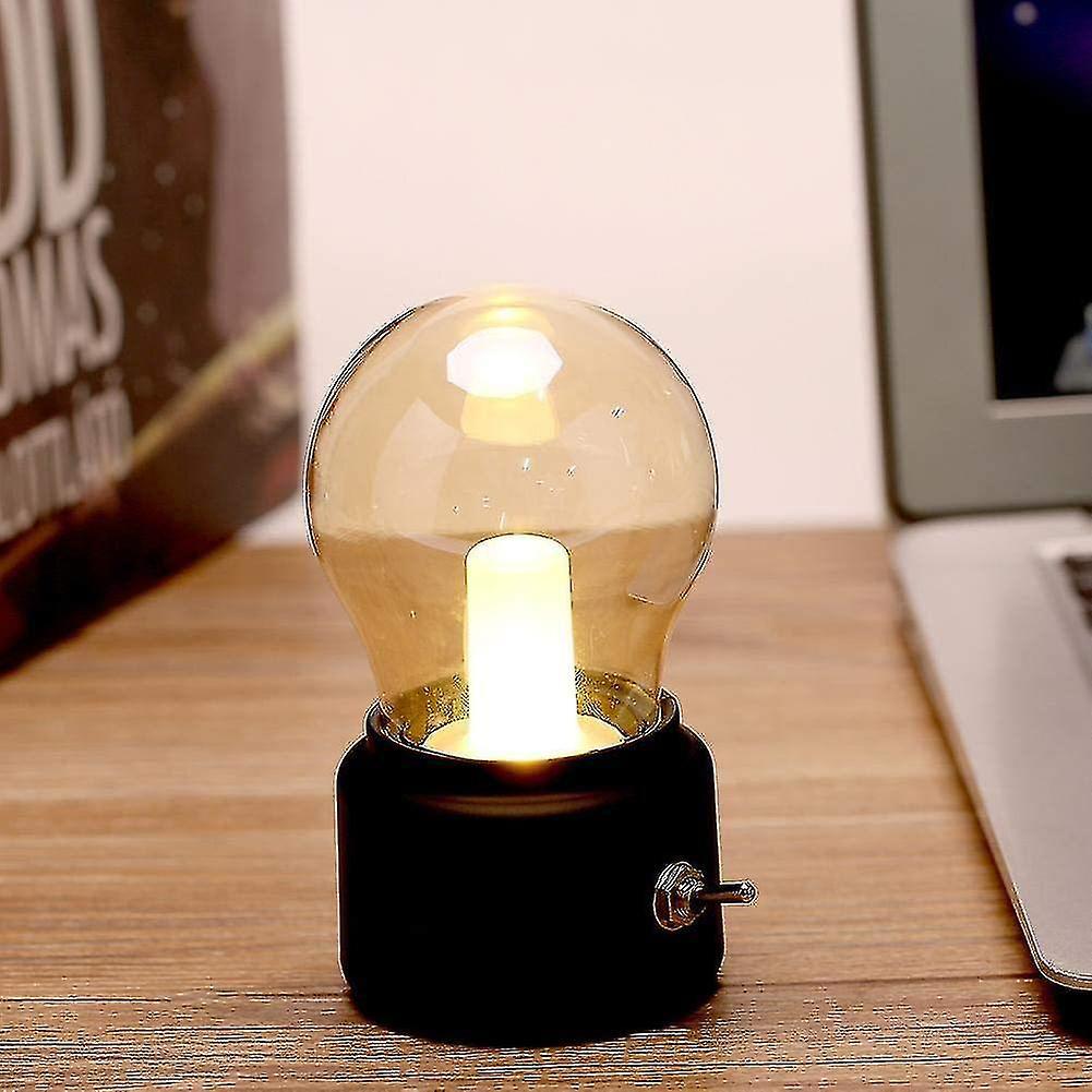 Retro Led Night Light Usb Rechargeable Table Lamp Bedside Lamp For Bedroom, Hallway, Kitchen,(black) V1263-JX-2713