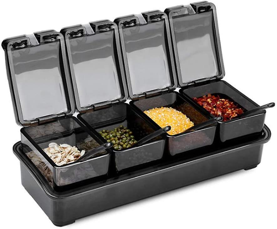 Set Of Condiment Boxes With 4 Removable Compartments For The Kitchen, Condiments V1263-JX-2715