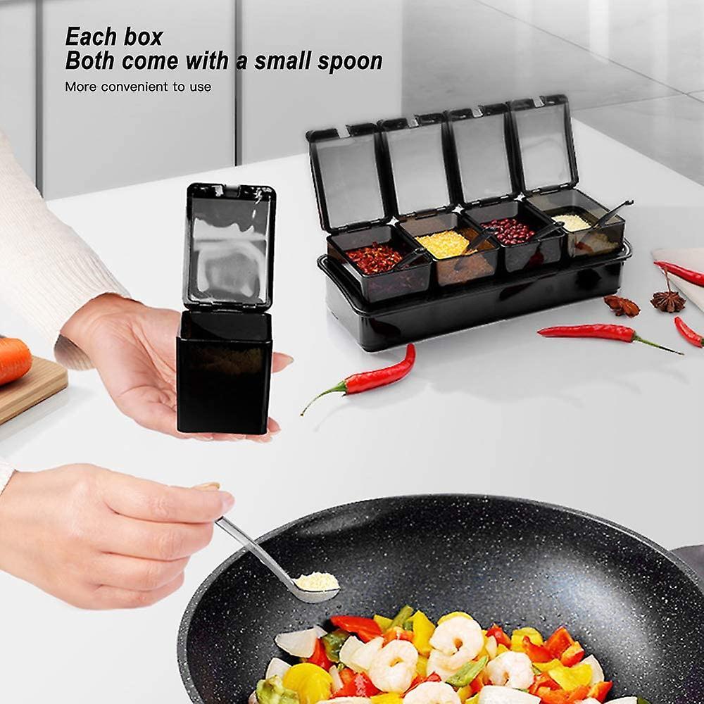 Set Of Condiment Boxes With 4 Removable Compartments For The Kitchen, Condiments V1263-JX-2715