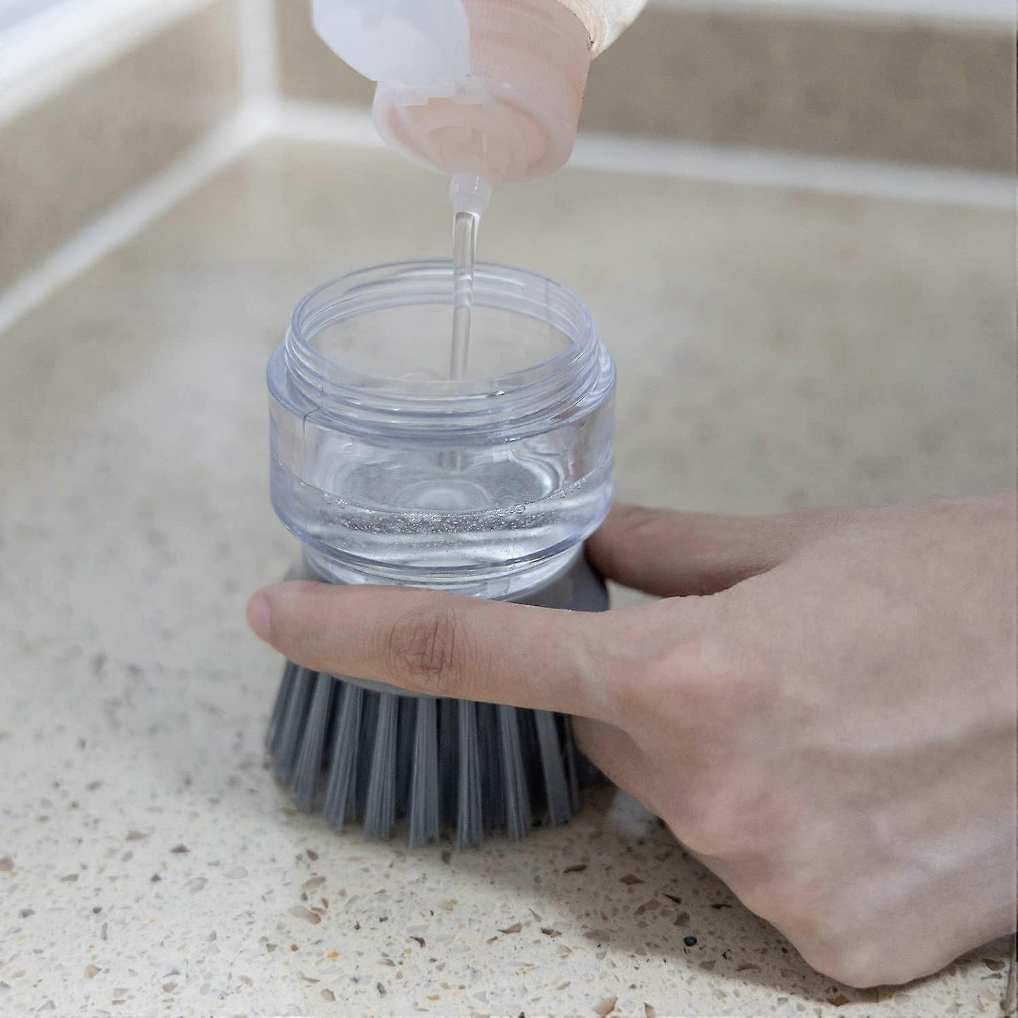 Soap Brush with Organizer, Kitchen Dish Brush Set for Cleaning Pots and Pans (Grey) V1263-JX-2716