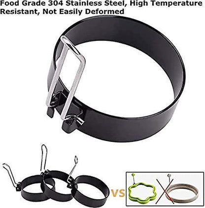 Stainless Steel Egg Rings, Omelette Mold, Non-Stick Egg Rings with Folding Handles, Round Egg Rings V1263-JX-2718