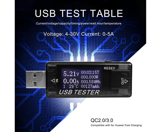USB Tester Plug And Play Digital Display Timer Sensitive Touch 8 Functions Data Storage High Accuracy Charger V1263-JX-272