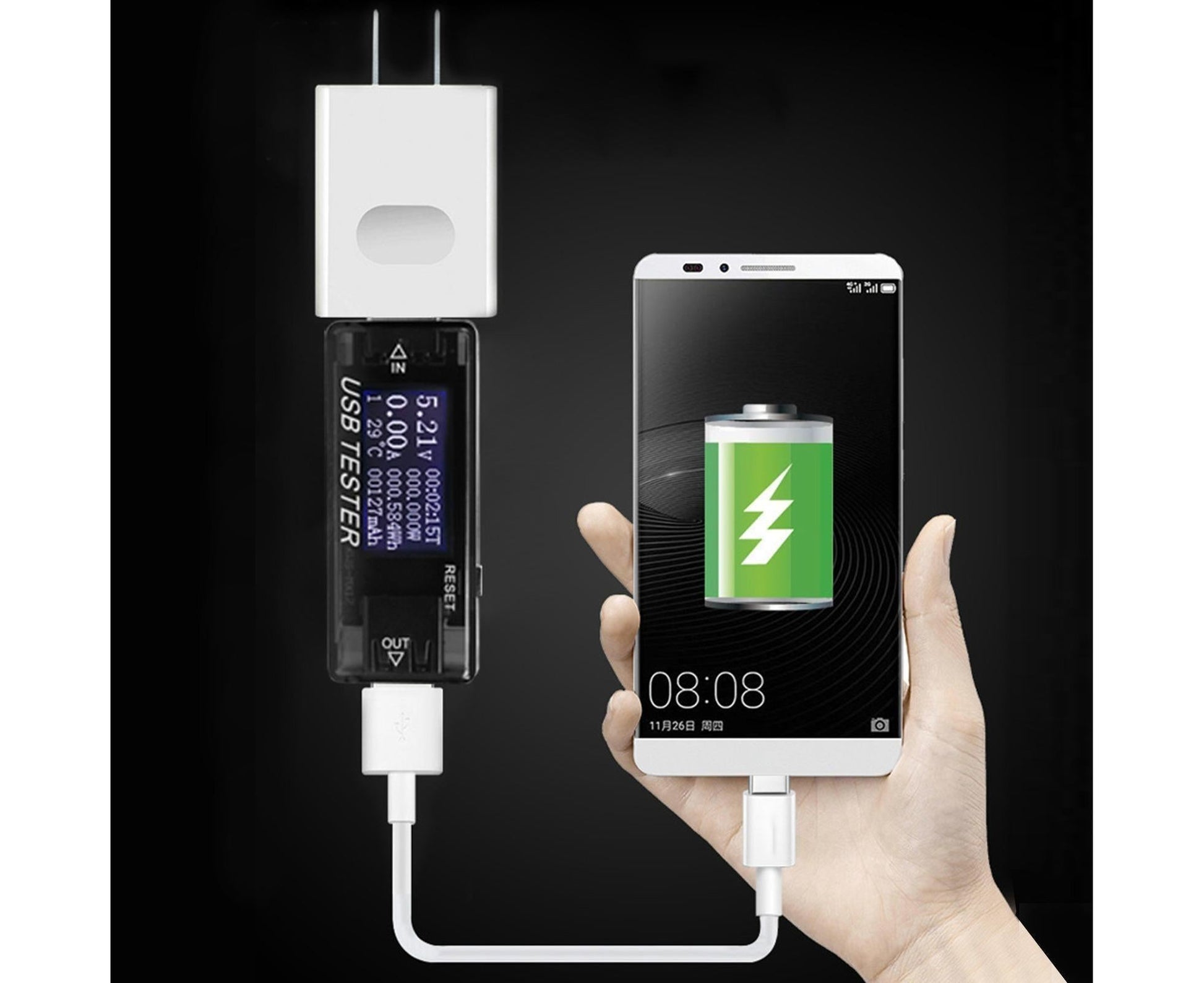 USB Tester Plug And Play Digital Display Timer Sensitive Touch 8 Functions Data Storage High Accuracy Charger V1263-JX-272