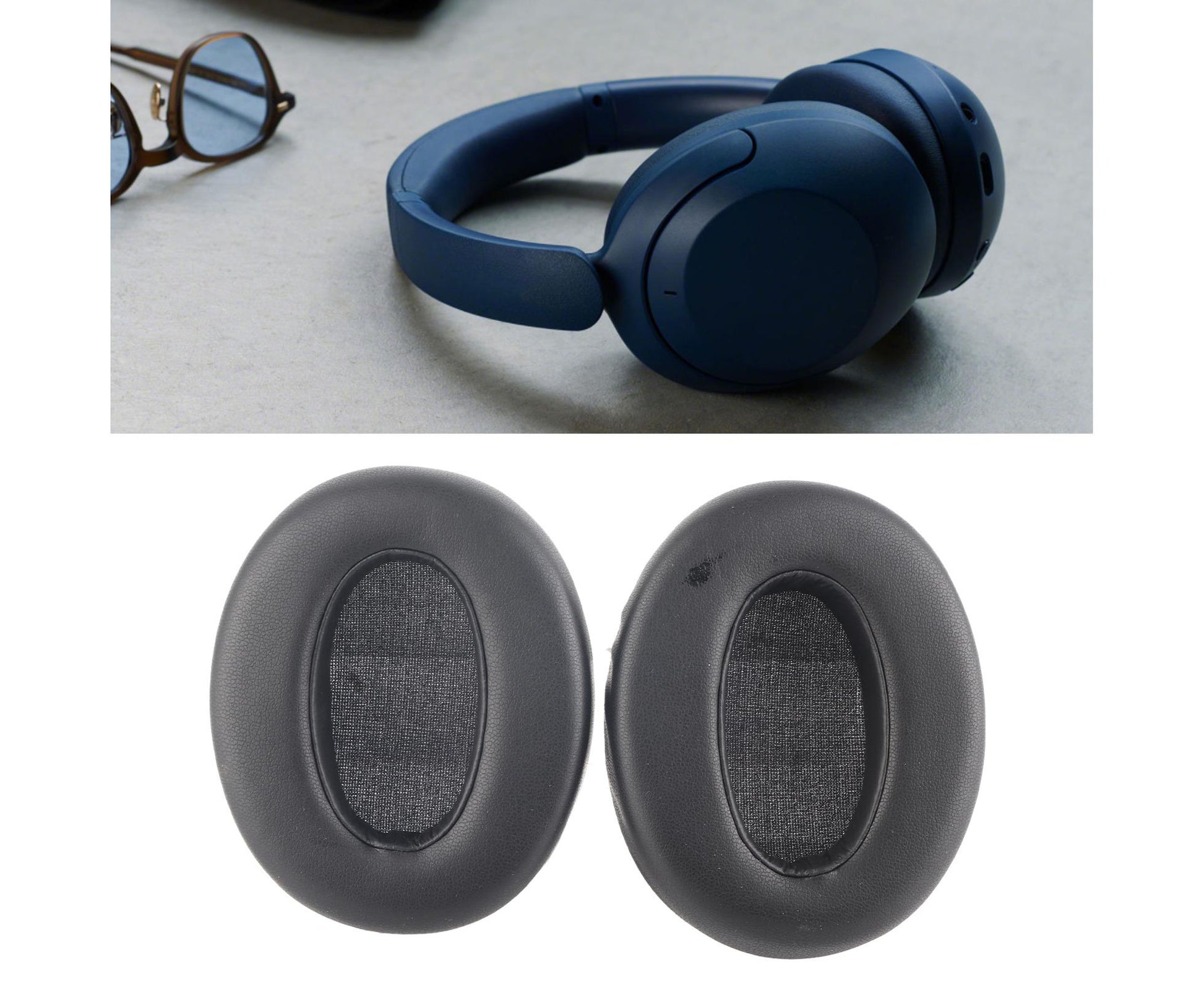 Ear Cushions Replacement Soft Protein Leather Noise Isolation Foam Thickened Pads for WH XB910N Headphones V1263-JX-2725