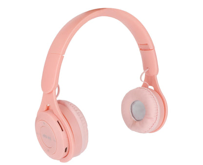 Y08 babies Headphone Macaron Stylish Stereo Sound Foldable Plug in Card Bluetooth Over Ear Headphones Pink V1263-JX-2727