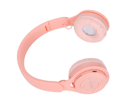 Y08 babies Headphone Macaron Stylish Stereo Sound Foldable Plug in Card Bluetooth Over Ear Headphones Pink V1263-JX-2727