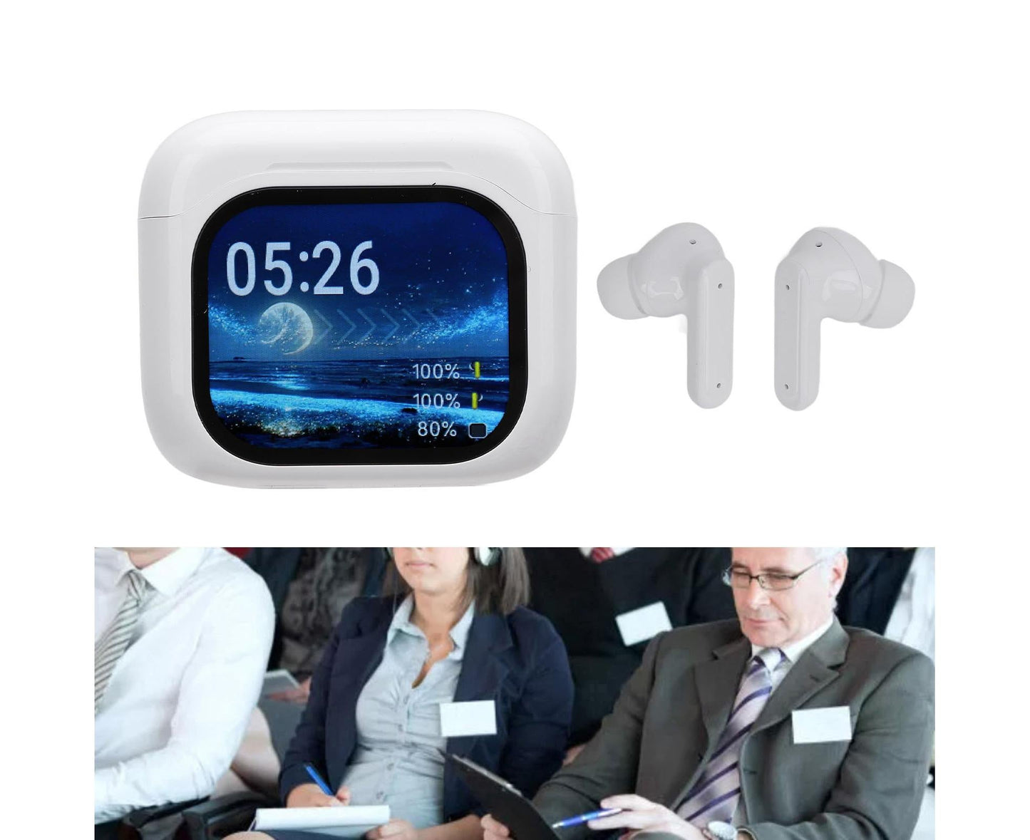 137 Languages Translator Earphones Bluetooth 5.4 ANC Noise Reduction with Charging Case IPX5 Water Resistant V1263-JX-2735