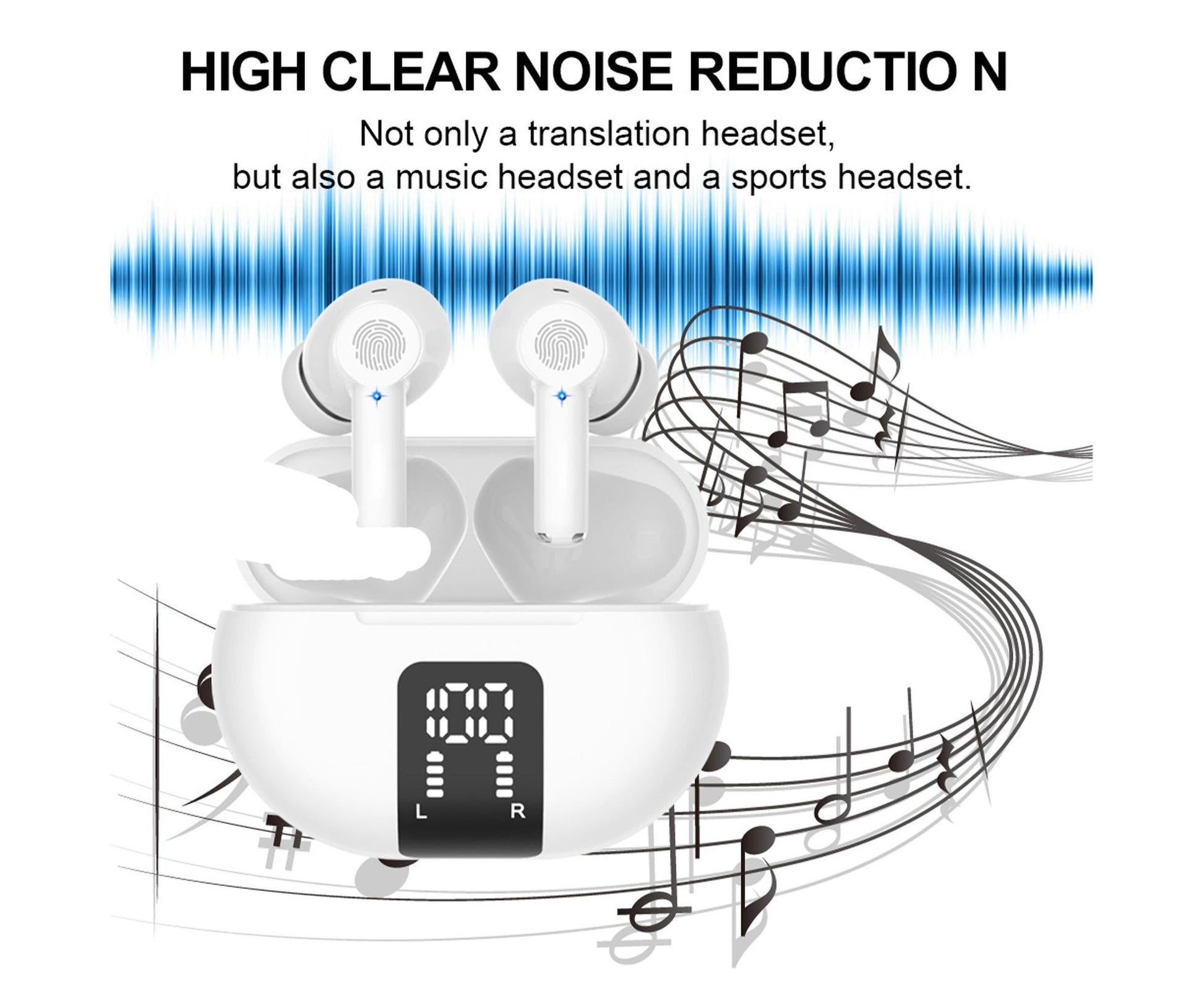 Translator Earbuds Real-Time Language Headphones with BT Connectivity Translation in Over 100 Languages V1263-JX-2746