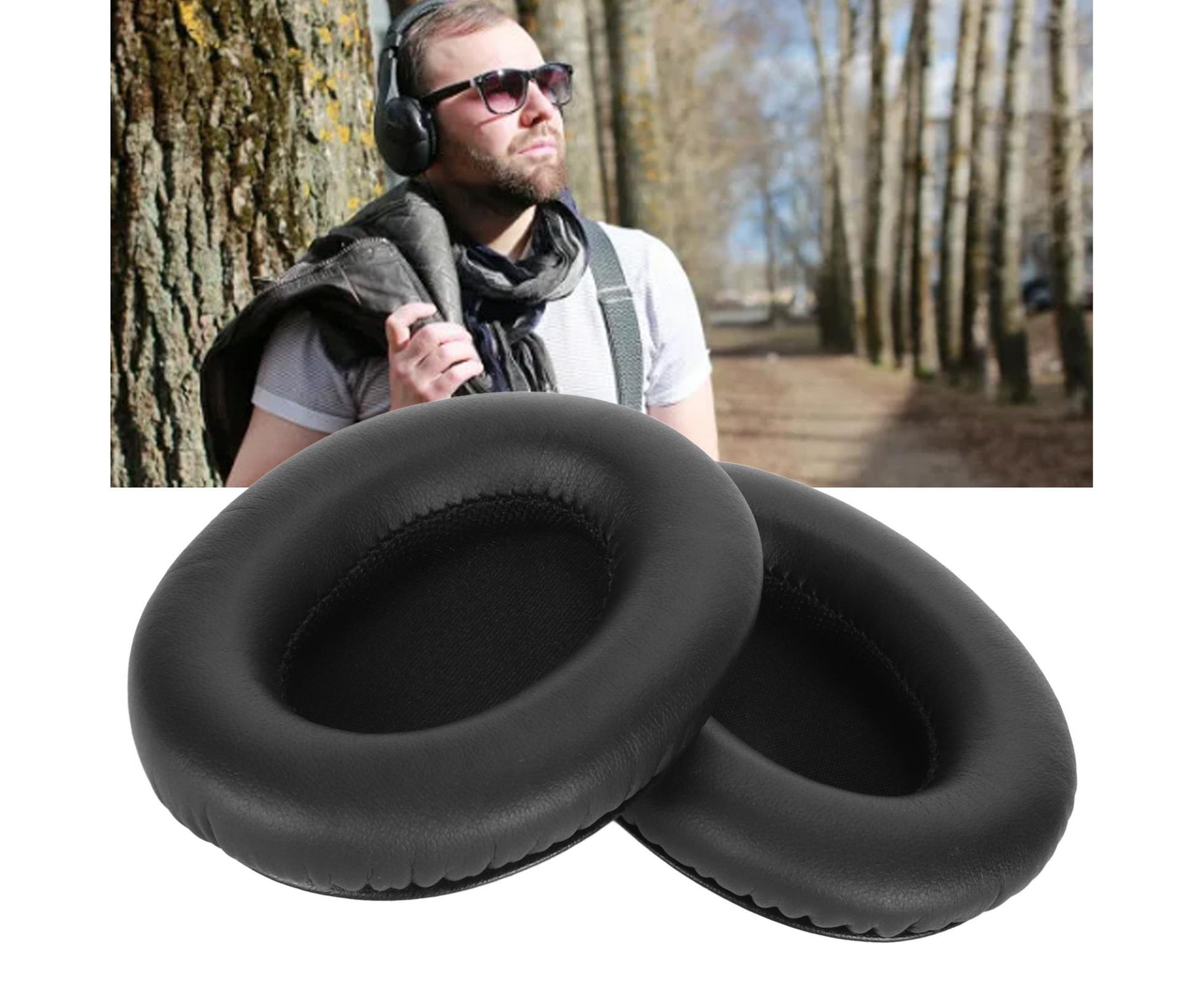 Replacement Ear Pads Professional Protein Leather High Elasticity Comfortable Headphone Cushions for Mpow 059 V1263-JX-2753