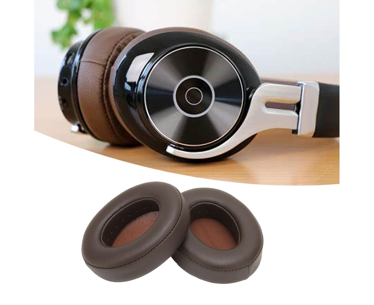 Replacement Ear Cushion Protein Leather Wearproof Headphone Pads for Edifier W855BT Brown V1263-JX-2765