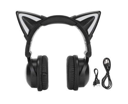Cat Ear Bluetooth Headset Stereo Headset with Microphone LED Cute Cat Headset for Girls babies V1263-JX-2769