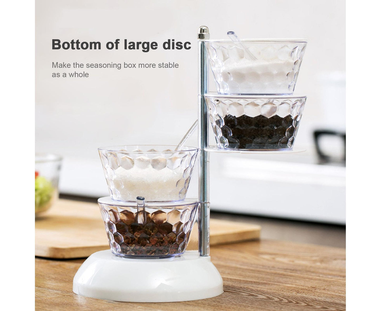 Kitchen Seasoning Bottles Boxes Plastic Frame Rotating Condiment Storage Rack-Light Blue 4 Layers V1263-JX-278
