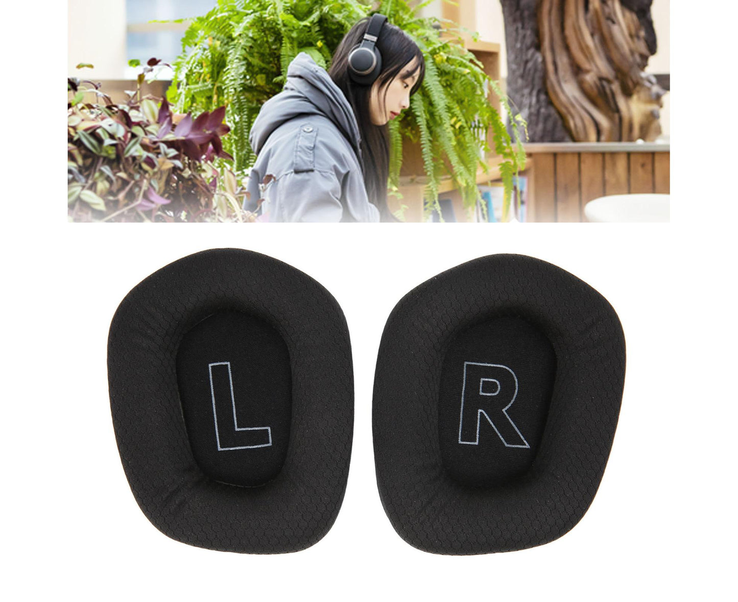 Earpads Cushions Breathable Comfortable Elastic Replacement Ear Pads for Logitech G733 Headphones Black V1263-JX-2781