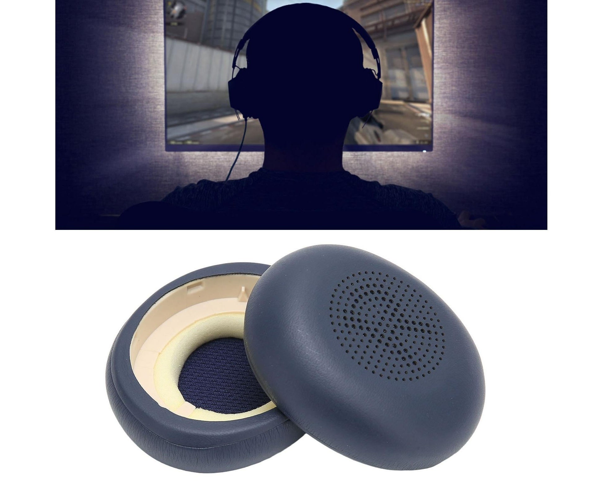 Headphone Earpads Professional Protein Leather Replacement Ear Pad Cushions for Jabra ELITE 45h Headphones V1263-JX-2785