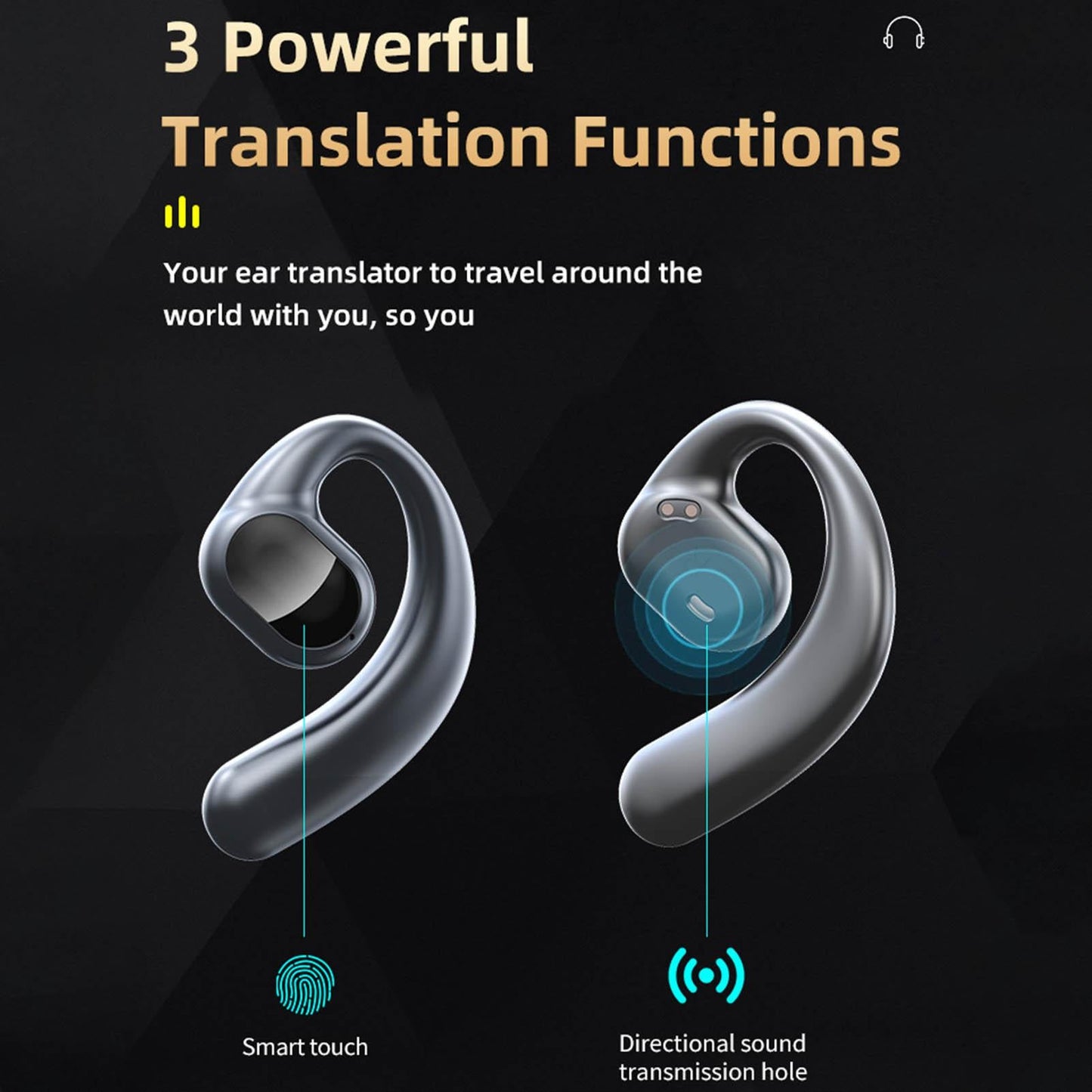 Language Translator Earbuds Multifunction Noise Reduction 144 Kinds Languages Real Time Translation Headphone V1263-JX-2797