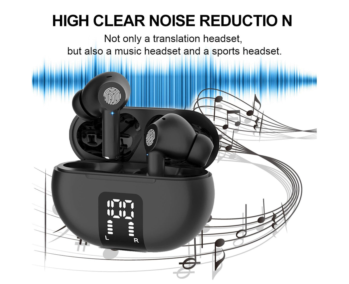 Translator Earbuds Real-Time Language Headphones with BT Connectivity Translation in Over 100 Languages V1263-JX-2799