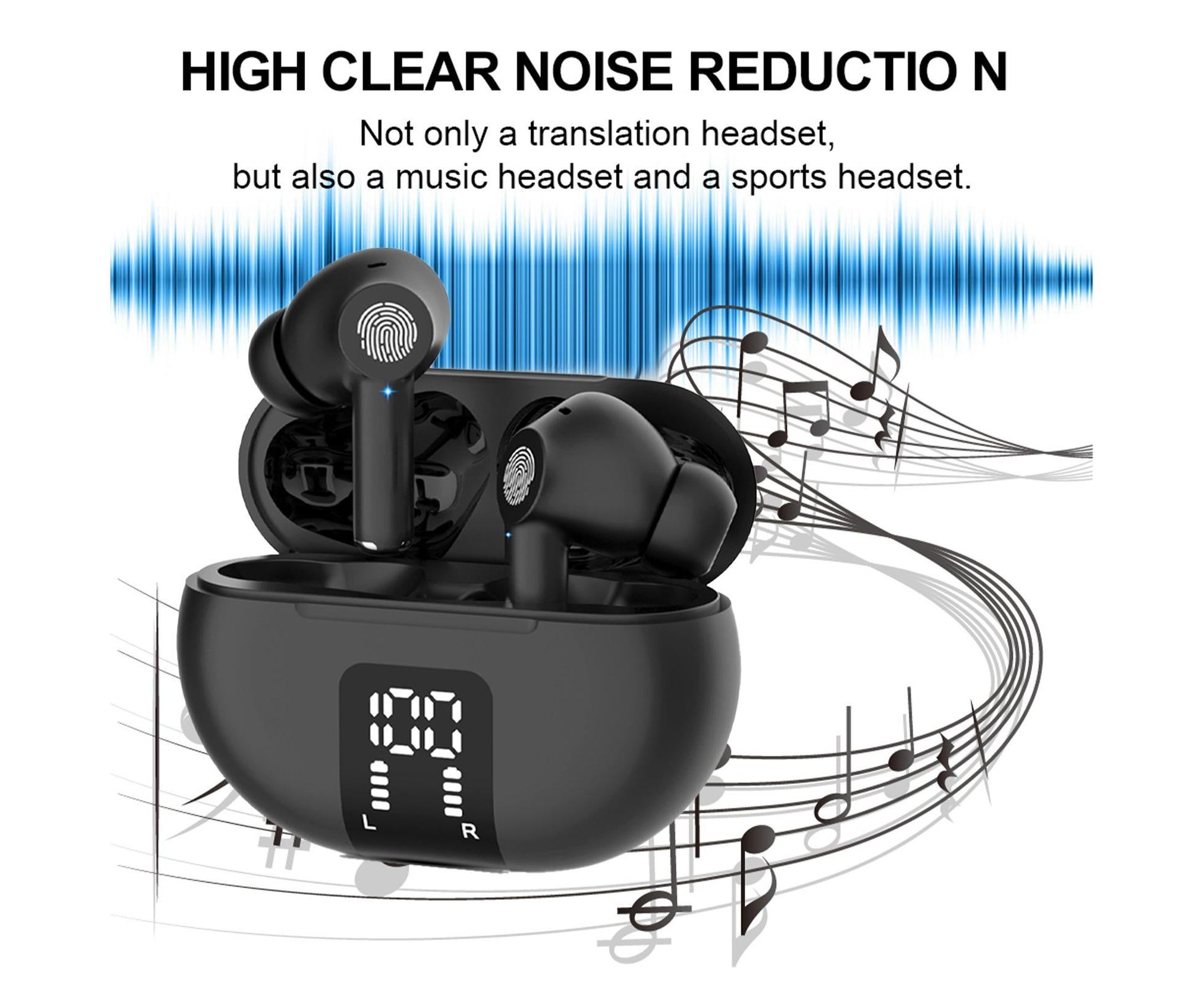 Translator Earbuds Real-Time Language Headphones with BT Connectivity Translation in Over 100 Languages V1263-JX-2799