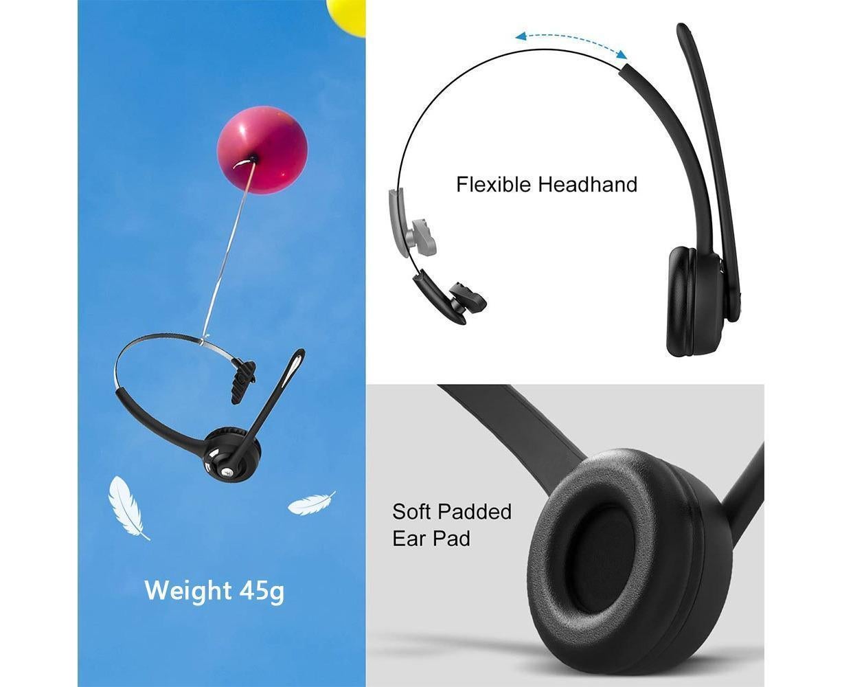 Bluetooth Headset - Office Wireless - Over the Head Bluetooth Earpiece with Mic V1263-JX-28