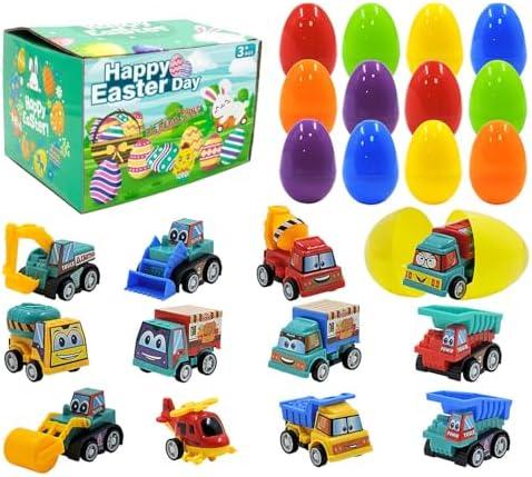 12Pcs Easter Eggs with Mini Pull-Back Cars, Stuffed Easter Eggs, for Boys and Girls V1263-JX-2804