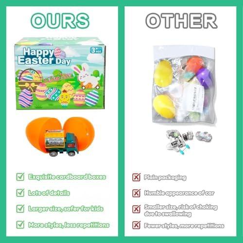 12Pcs Easter Eggs with Mini Pull-Back Cars, Stuffed Easter Eggs, for Boys and Girls V1263-JX-2804