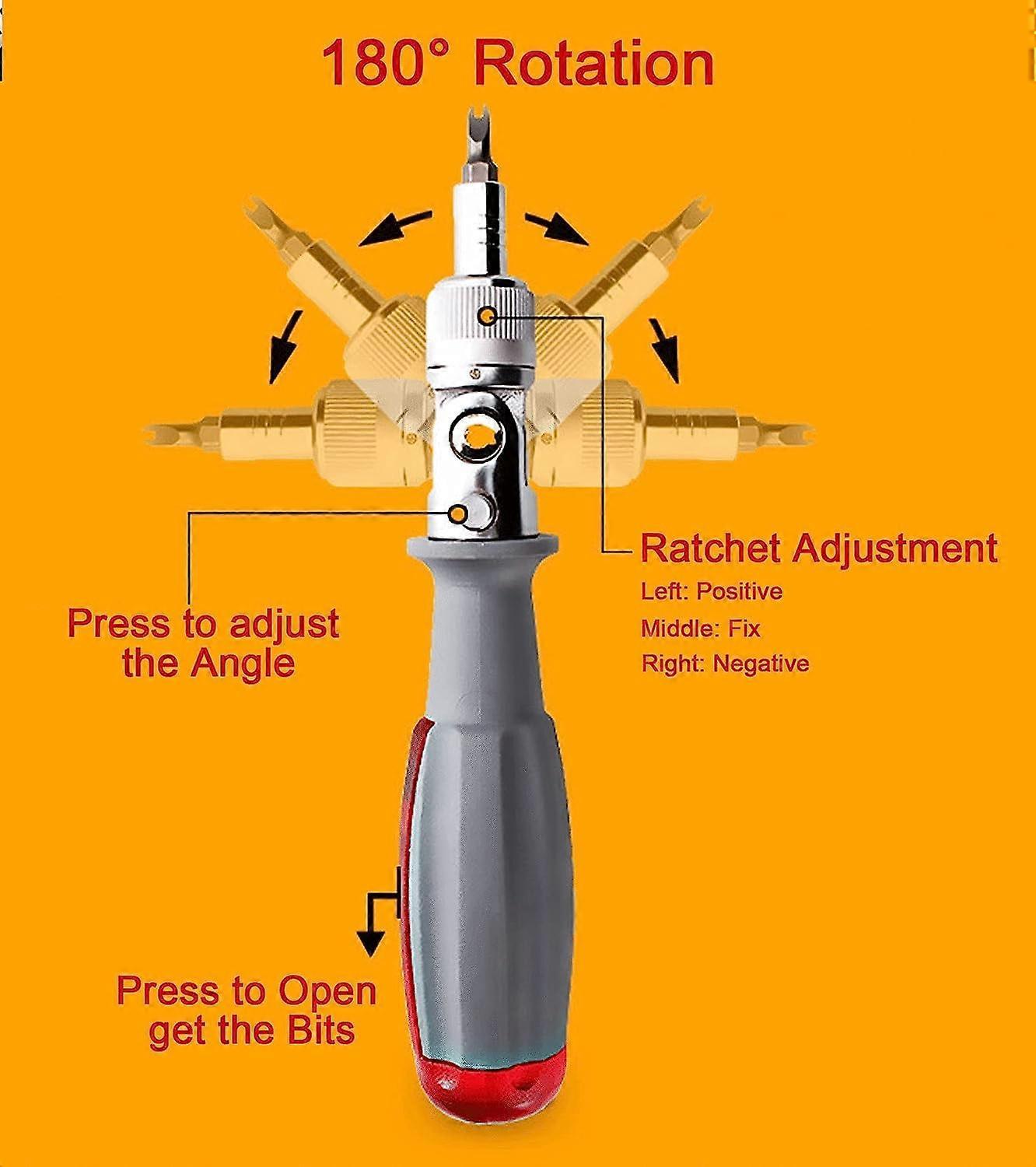 Ratchet Screwdriver with gripic Multi Bit, 10 in 1, Small Pocket Mini Screwdriver, Suitable for Home and V1263-JX-2840