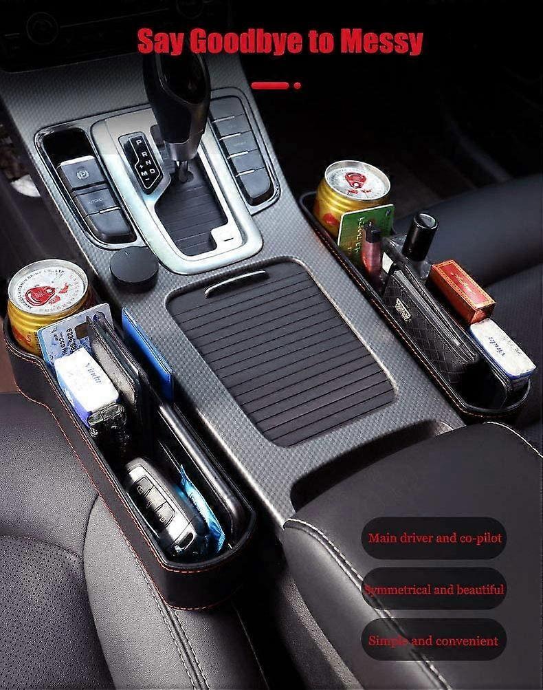 2pcs Car Front Seat Organizer Interior Storage Accessories Car Trunk Organizer Side Gap PU Leather for Side V1263-JX-2841