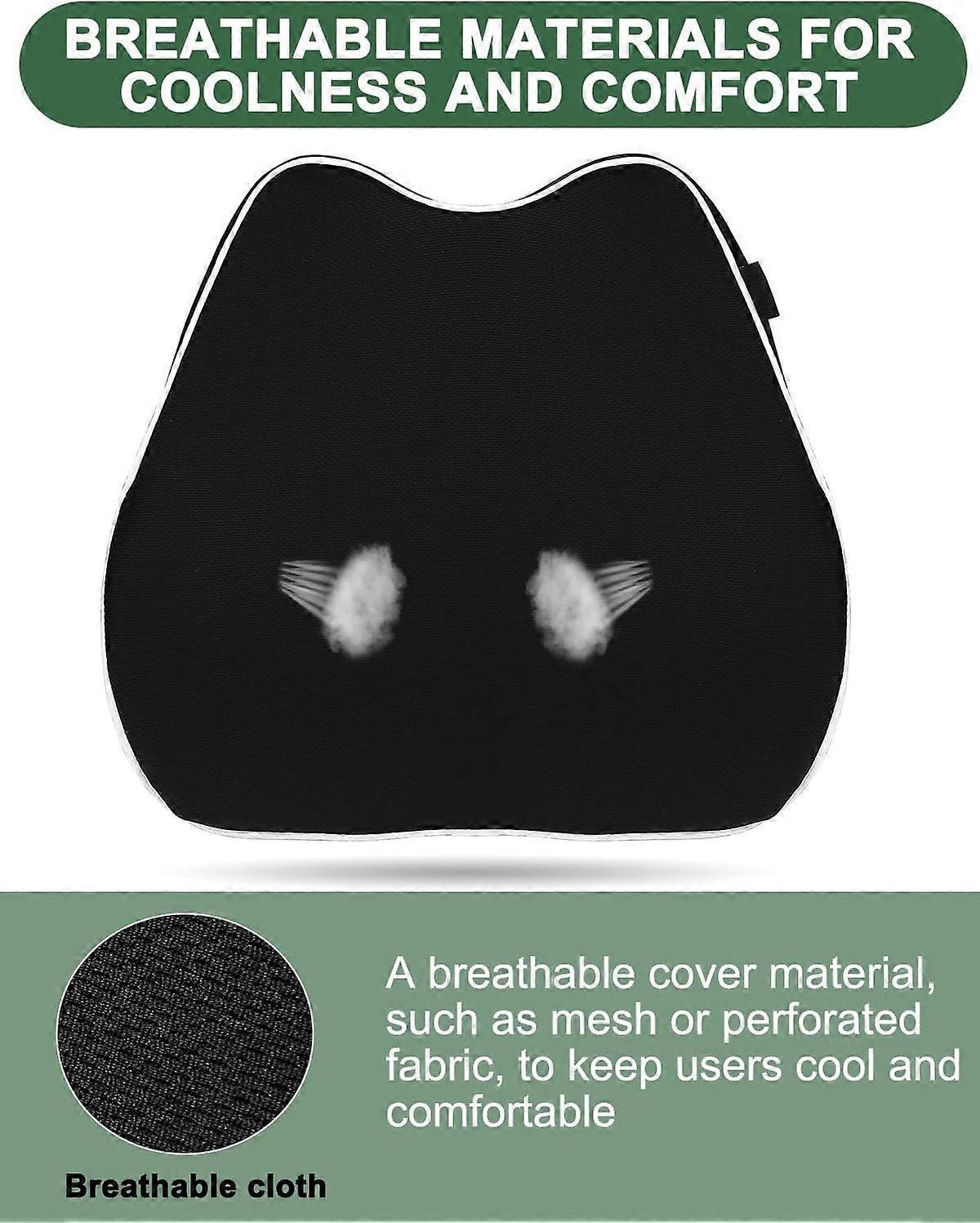 Comfort Lumbar Support Cushion Back Support Pillow Breathable Vehicle Seat Back Support Black V1263-JX-2860