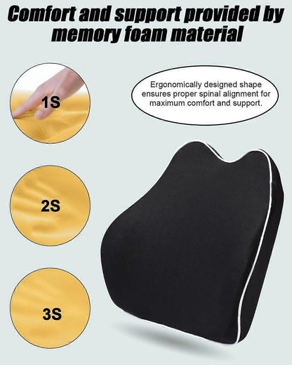 Comfort Lumbar Support Cushion Back Support Pillow Breathable Vehicle Seat Back Support Black V1263-JX-2860