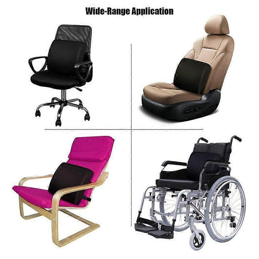 Memory Foam Lumbar Cushion Posture Corrector Vehicle Seat Home Office Chair (Black) V1263-JX-2863