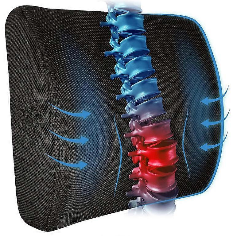 Memory Foam Lumbar Cushion Posture Corrector Vehicle Seat Home Office Chair (Black) V1263-JX-2863