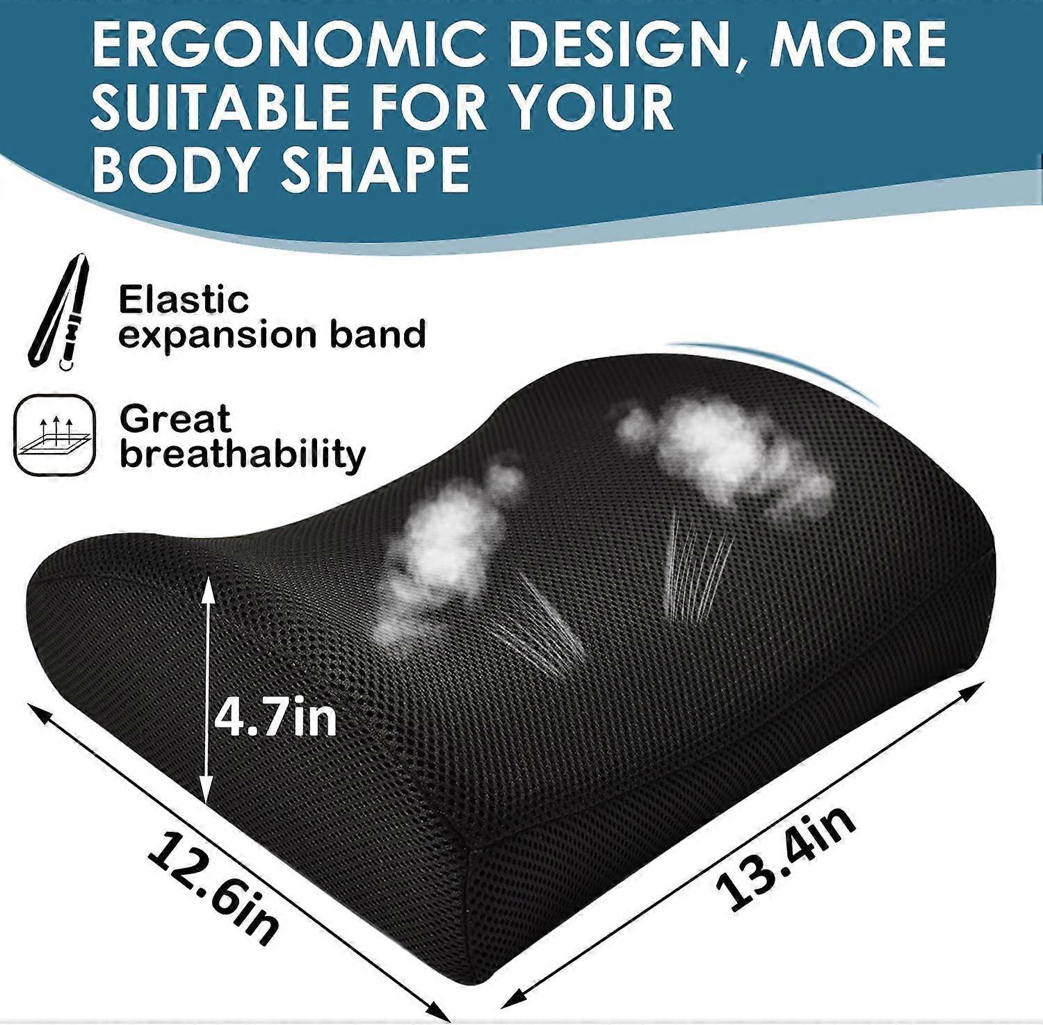 Memory Foam Lumbar Cushion Posture Corrector Vehicle Seat Home Office Chair (Black) V1263-JX-2863