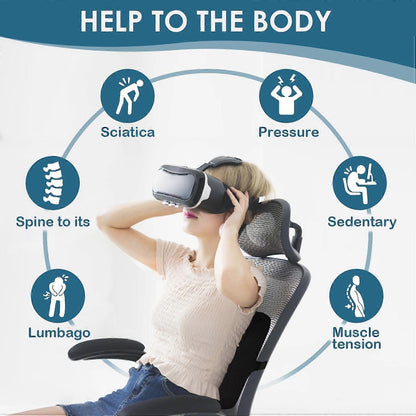 Memory Foam Lumbar Cushion Posture Corrector Vehicle Seat Home Office Chair (Black) V1263-JX-2863