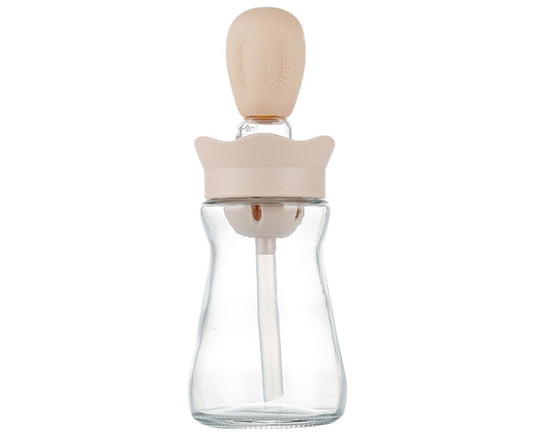 200ML 2 in 1 Glass Oil Bottle with Silicone Brush-Pink V1263-JX-287