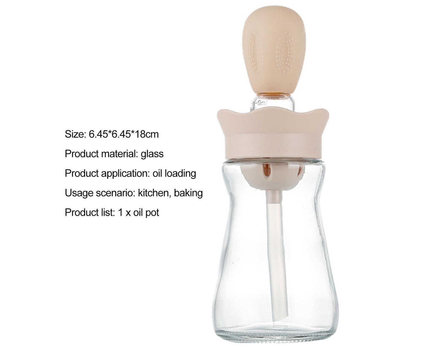 200ML 2 in 1 Glass Oil Bottle with Silicone Brush-Pink V1263-JX-287