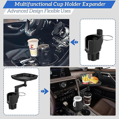 Car Cup Holder Expander with Detachable Tray, Multifunctional Car Tray Table V1263-JX-2875