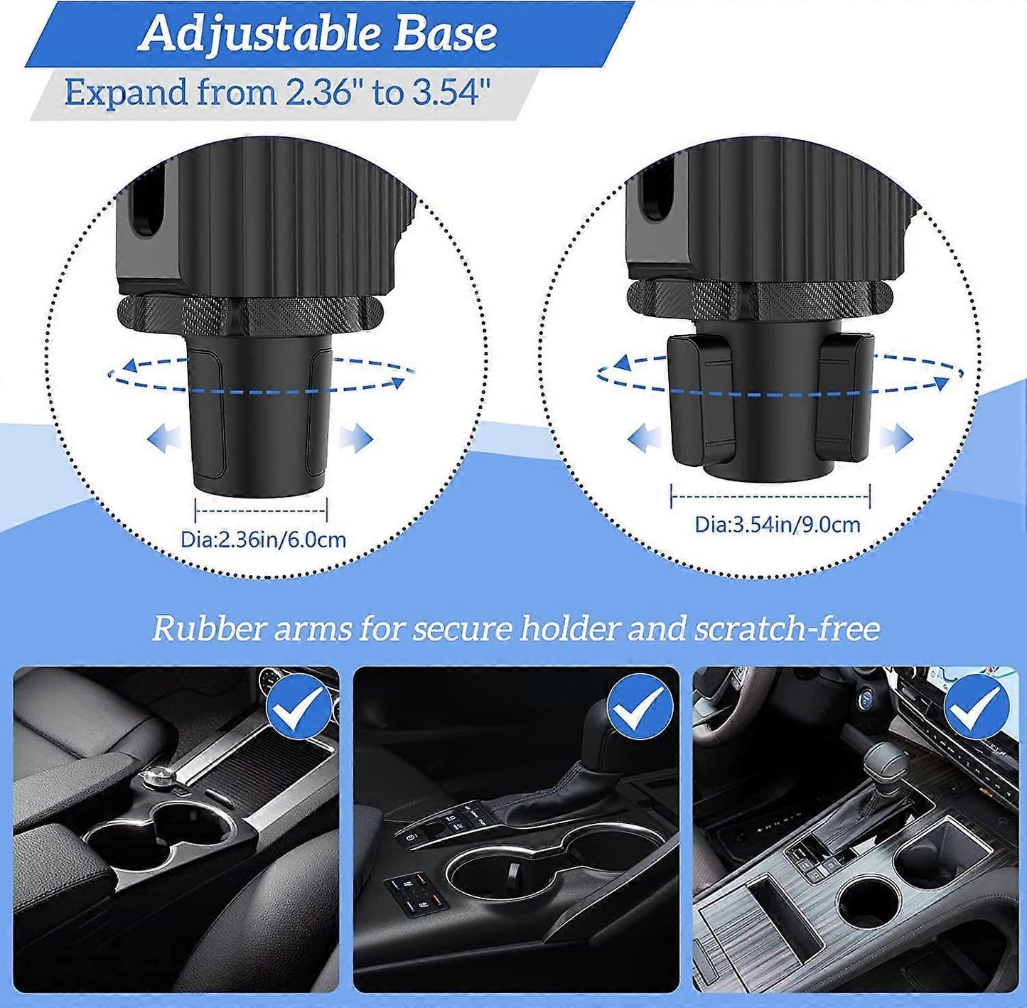 Car Cup Holder Expander with Detachable Tray, Multifunctional Car Tray Table V1263-JX-2875