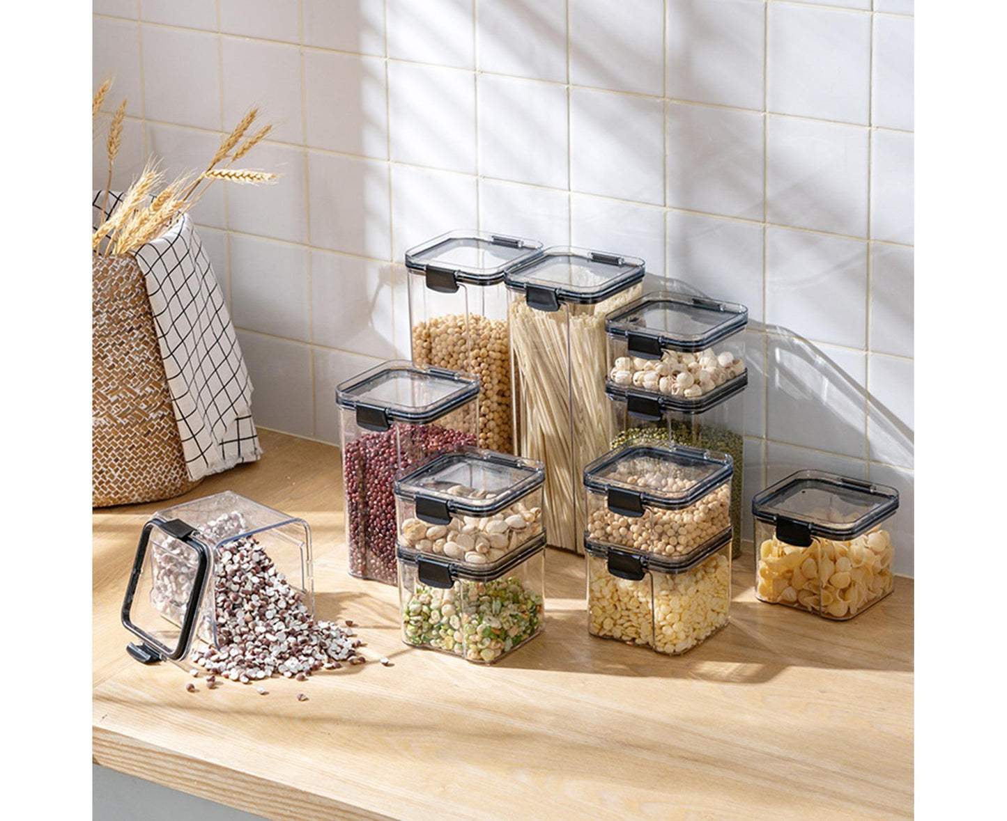 Clear Food Storage Box Container Moisture Proof Grain Bottle Jar Kitchen Supply-4 V1263-JX-288